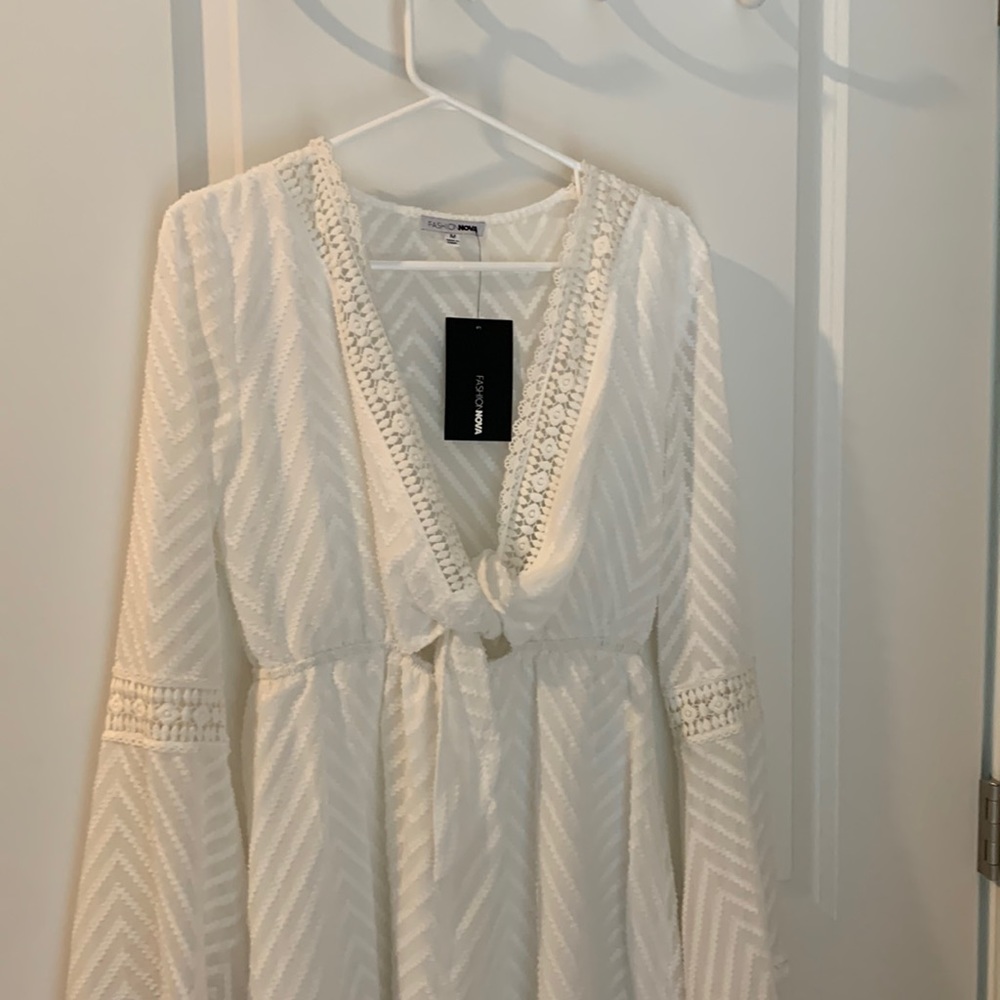 Fashion Nova White Chiffon Romper